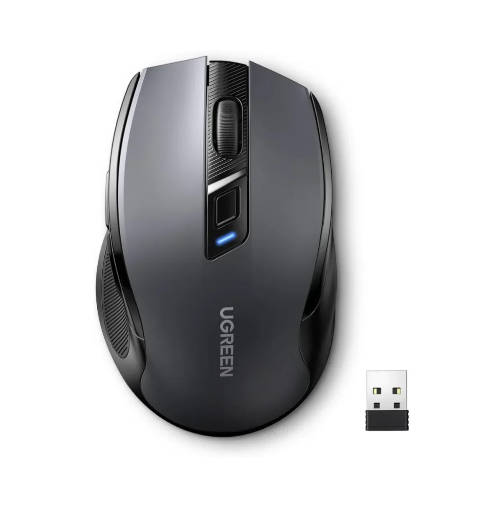 UGREEN Wireless Mouse, 2.4G Ergonomic Optical Mouse, 4000 DPI, 5 DPI Adjustable, 5 Buttons, Silent Click USB